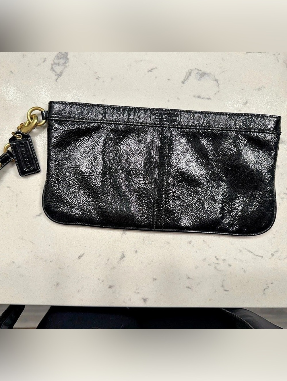 Coach Black Patent Leather Wristlet Pouch